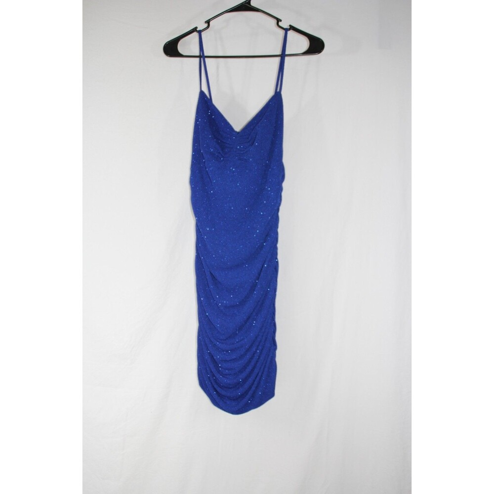 Jules & Cleo Blue Ruched Bodycon Dress with Spaghetti Straps Size 8 Homecoming